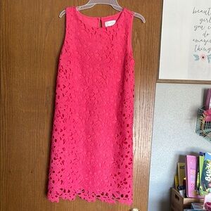 Pink Sleeveless Lace Dress